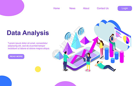 数据分析现代平面设计等距概念 分析和人的概念 着陆页模板 用于 web 和图形设计的概念等距矢量插图  EP程序员男性职场薪酬表图片