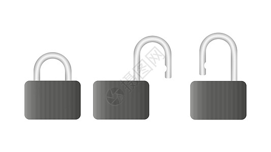 方形门锁 在白色背景隔绝的现代城堡 向量隐私挂锁秘密灰色自行车封锁锁孔枷锁现实钥匙图片