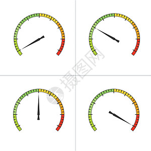 仪表或车速表图标或标志 功率测量 电平指示器 在白色背景上孤立的股票矢量图力量技术控制拨号展示酒吧控制板燃料界面转速表图片