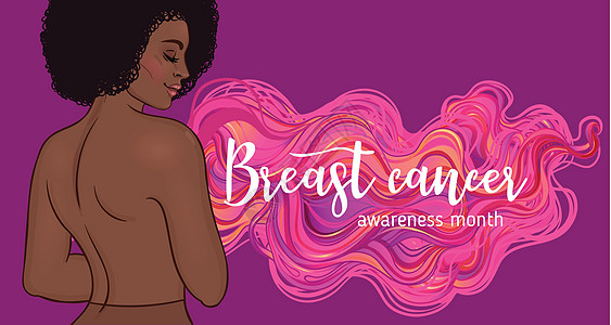 十月乳腺癌意识月度活动 以提高对该疾病的认识 具有乳腺癌意识的非洲裔美国妇女粉红丝带它制作图案活动家插图考试癌症危险药品力量女性图片