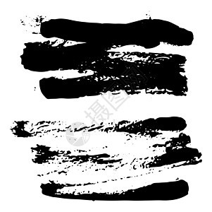 一套黑色墨水矢量染色插图笔触贴纸画笔绘画印迹横幅飞溅艺术框架图片