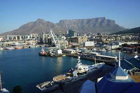 在南非开普敦的V区和A海滨和表山港口地标海洋旅行高清图片