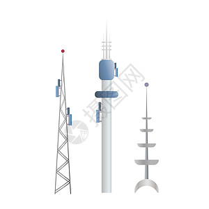 孤立在白色背景上的通讯塔 向量图片