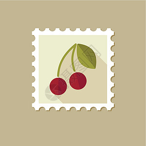 长影樱桃平面邮票标签水果邮戳饮食贴纸邮政邮票食物邮资果汁图片