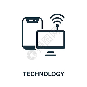 技术图标 来自技术收藏的单色标志 网页设计信息图表和 mor 的创意技术图标插图图片