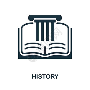 历史图标 学校教育收藏中的单色标志 网页设计信息图表和 mor 的创意历史图标插图图片