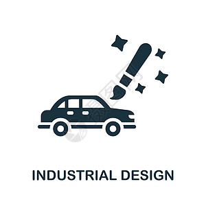 工业设计图标 平面设计系列中的单色符号 用于网页设计信息图表和 mor 的创意工业设计图标说明图片