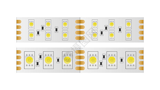 孤立在白色背景上的 LED 带  LED灯带特写 现实矢量电气活力生态光灯安全发射半导体贴片芯片绳索图片