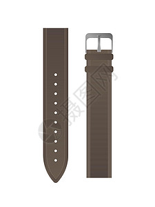 男士手表的棕色表带 皮革表带矢量 孤立插画