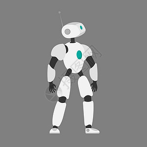机器人的矢量图解 未来的白色机器人 孤立在灰色的背景上 未来人工智能和技术的概念图片