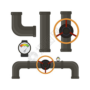 向量集的管道系统零件 塑料管漏阀 工业技术 孤立图片