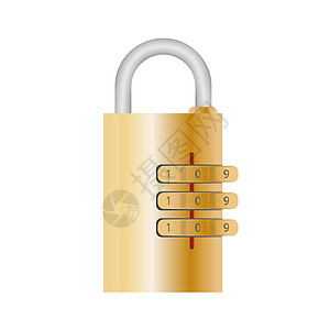 有代码的挂锁 用于门保险箱和手提箱的挂锁 平面样式 向量旅行安全行李钥匙商业拨号宏观隐私金属白色图片