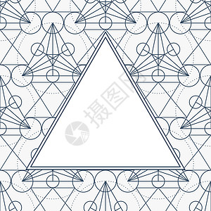 矢量线性几何背景与 Fram五角星异教徒炼金术艺术宇宙人工制品宗教海报游戏标签图片