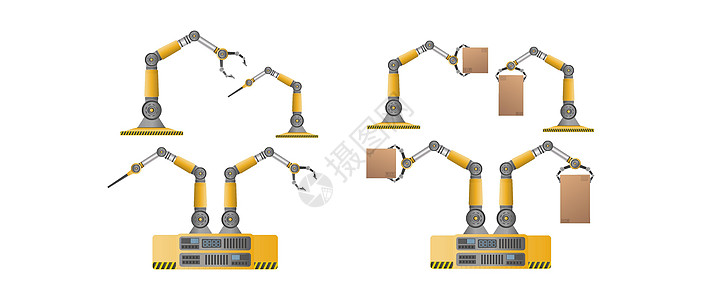 一套机械机器人拿着盒子 工业机械臂举起负载 现代工业技术 器具制造企业 孤立 向量电脑工作工具制造业送货机器科学控制进步人工智能图片