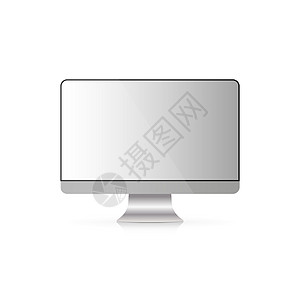 现代监视器在白色背景上被隔离 逼真的画面 向量空白展示电视控制板插图晶体管薄膜电脑显示器桌面框架图片