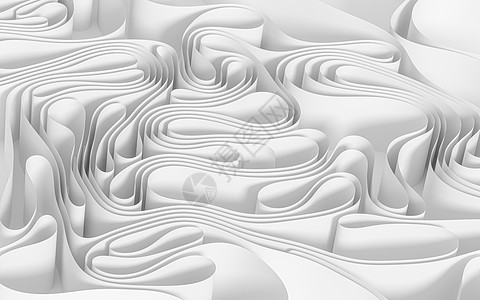 白色曲面纸3d渲染窗帘艺术纺织品海浪运动剪纸丝绸材料波浪状布料图片