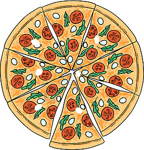 披萨矢量图 手绘食物图蔬菜烹饪餐厅菜单香肠午餐绘画插图胡椒小吃图片