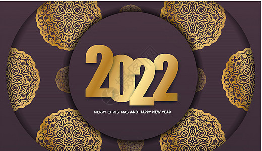 2022年 圣诞快乐布贡迪彩色传单模板 配有奢侈黄金模式图片
