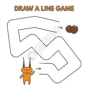 Cartoon 松鼠为孩子绘制线性游戏图片
