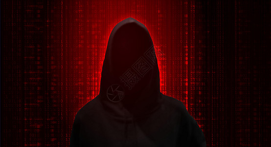 间谍特工黑客 暗红色背景的神秘人图片
