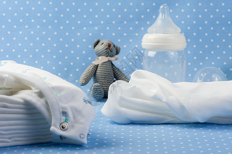 婴儿布布尿布背景卫生内衣蓝色毛巾新生柔软度女孩婴儿期服装图片
