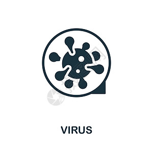 病毒图标 来自疫苗接种收集的单色标志 用于网页设计信息图表和 mor 的创意病毒图标说明图片