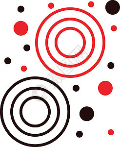 带黑色和红色圆圈的无缝几何图案插图艺术织物风格场地装饰纺织品印刷圆形墙纸图片