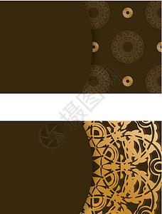 印有希腊金饰品的棕色名片模板 用来装饰你的品牌图片