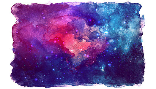矢量宇宙插画 美丽多彩的空间背景 水彩宇宙星系星光星空魔法星星艺术紫色行星插图太空图片