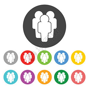 人的例证图标剪影 扁平矢量网络标签领导者徽章合伙网站社会成员团体圆圈图片