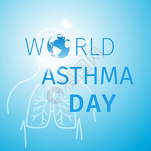 世界阿斯马日蓝色背景和肺部图片