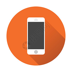 智能手机图标 带有阴影的橙色背景上的矢量插图 带有应用程序图标的 iphone 风格电话工具标签商业电子橙子横幅营销互联网展示框图片