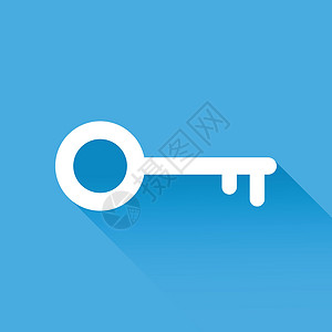 在蓝色背景上孤立的平面样式中的关键图标矢量插图 网站的解锁符号密码秘密开锁安全房子黑色白色互联网工具网络图片