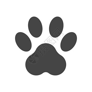 猫爪印孤立在白色背景上的爪印图标矢量图解 爪子符号平面象形图卡通片哺乳动物用户动物圆形插图网络阴影界面艺术插画