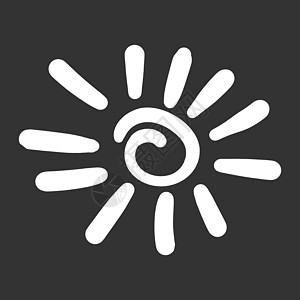 手绘太阳图标 在黑色背景上孤立的矢量图网络阳光用户绘画强光天气辉光气候射线网站图片