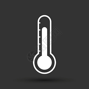 温度计图标 在黑色背景上孤立的目标平面矢量图体积诊断指标气象测量季节仪表温度绘画冻结图片