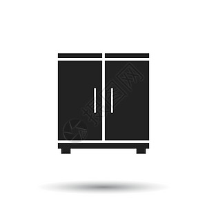 白色背景上的橱柜图标 用于商业营销互联网的现代平面象形图 用于网站设计的简单平面矢量符号风格海豹装饰令牌家庭文档床头邮票储物柜家图片