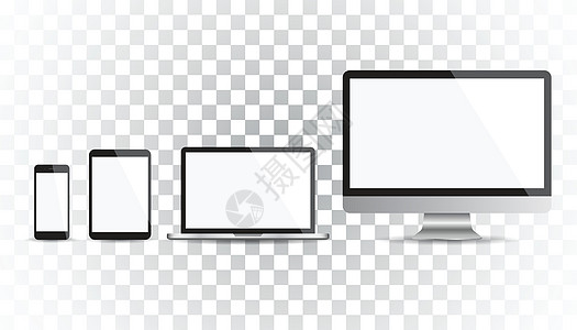 现实设备平面图标和台式计算机 孤立背景上的矢量图解桌面反应监视器手机电脑空气网络空白软垫笔记本图片