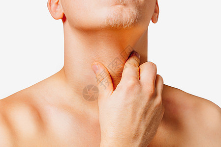 喉咙疼痛解剖学皮肤药品男性流感疾病医疗按摩压力悲伤图片