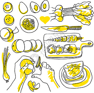 烹饪的插图食谱萝卜盘子菜单卡通片菜花小吃厨房午餐菜园图片