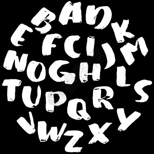 由笔触制成的手绘字体 现代毛笔字体 Grunge 风格大胆的字母表 矢量图图片