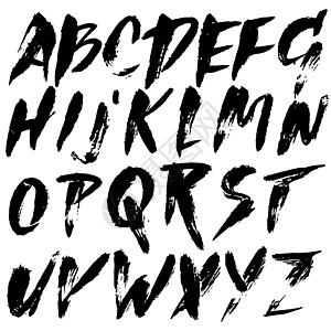Grunge 遇险字体 现代干刷墨水字母 手写的字母表 矢量图涂鸦刷子书法剪贴簿黑色刻字苦恼图片