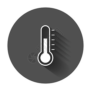 温度计图标 带有长阴影的目标平面矢量图指标技术气象控制绘画温度季节测量科学诊断图片