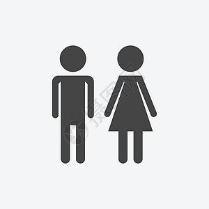 白色背景上的矢量男人和女人图标 现代平面象形图 用于网站设计的简单平面符号艺术女孩父母插图性别合伙浴室商业女性男生图片