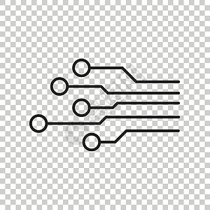 电路板图标 孤立背景下的技术方案符号平面矢量图解圆形母板白色芯片工程网络边界微电路框架徽章插画