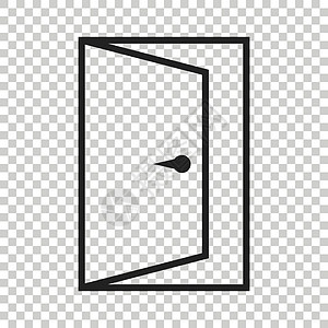 线条样式的门矢量图标 退出图标 敞开的门图方法房间建筑学黑色办公室出口框架建筑入口图片