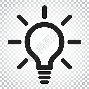 灯泡线图标向量 平面样式的电灯 想法标志解决方案思维概念 孤立背景下的简单商业概念象形文字图片