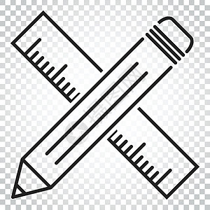 带标尺图标的铅笔 标尺米矢量图 孤立背景下的简单商业概念象形文字磁带厘米教育办公室学校尺寸橡皮仪表测量绘画图片