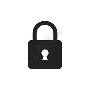 锁定符号矢量图标 挂锁储物柜插图 白色背景上的商业概念简单平面象形文字秘密密码编码电脑钥匙隐私网络挂锁锁孔互联网图片