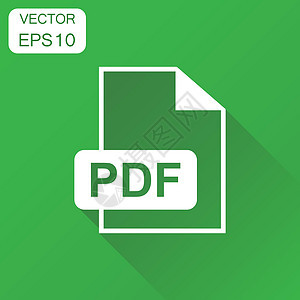PDF 格式下载图标 商业概念 pdf 象形文字 带有长阴影的绿色背景的矢量图解横幅按钮网站插图互联网正方形文档圆形电脑网络图片